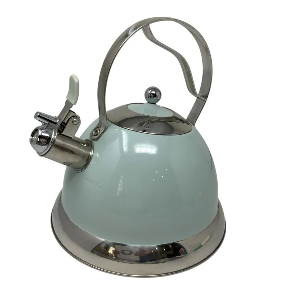 MasterClass Premium Cookware Stainless Steel Light Robin Blue Tea Pot Tea Kettle